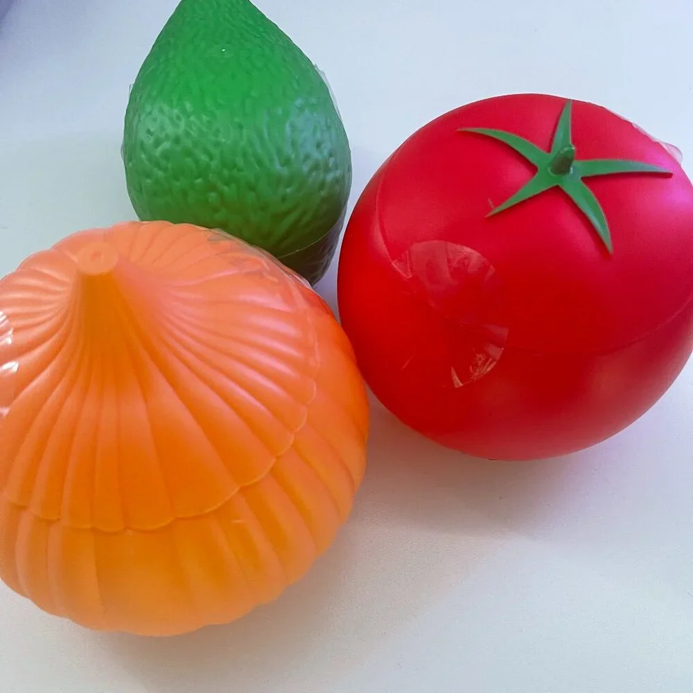 Set of 3 Reusable Vegetable Storage Container for Fridge Tomato/Avocado/Onion